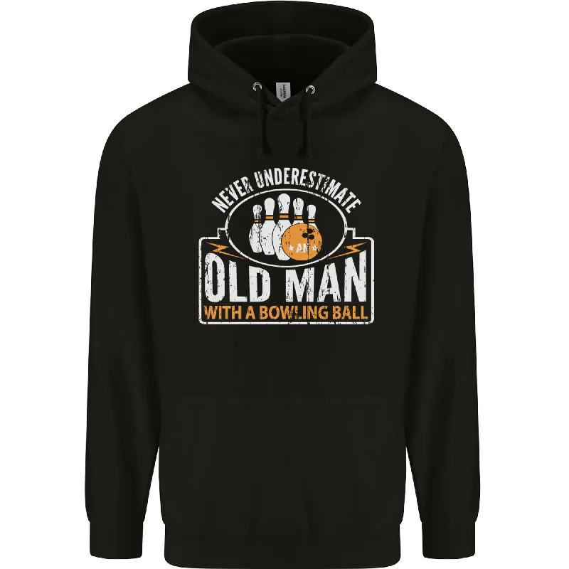 An Old Man With a Bowling Ball 10 Pin Mens 80% Cotton Hoodie