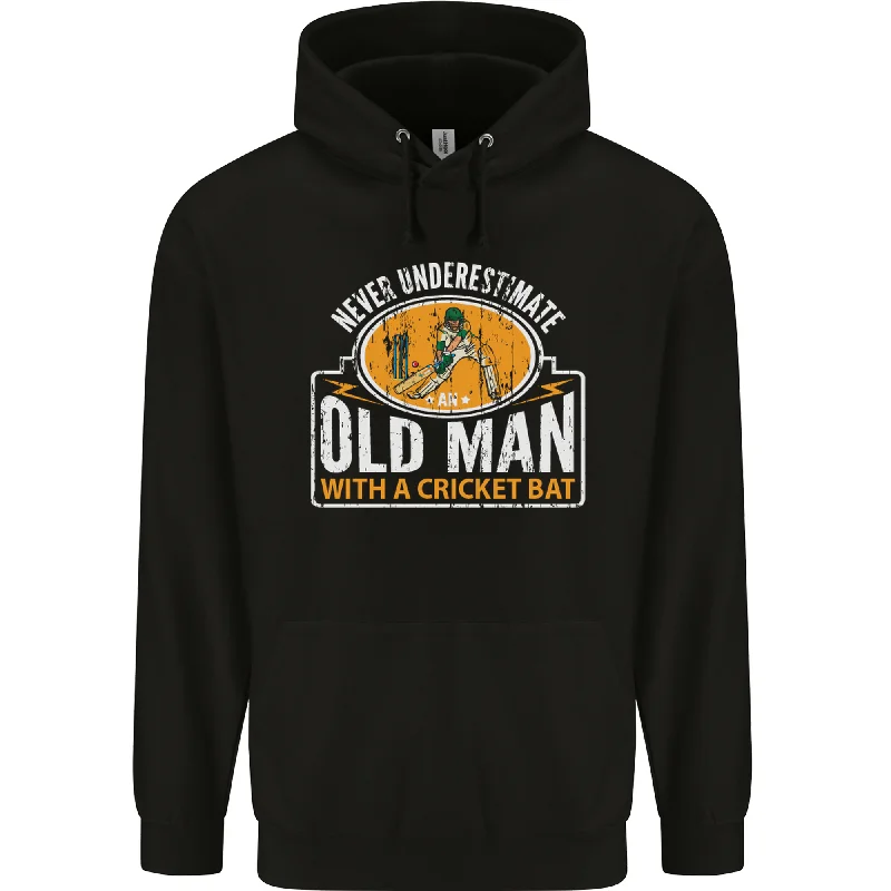 An Old Man With a Cricket Bat Cricketer Mens 80% Cotton Hoodie