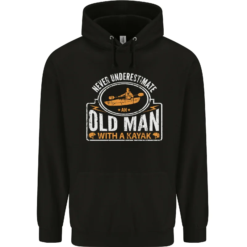 An Old Man With a Kayak Kayaking Funny Mens 80% Cotton Hoodie