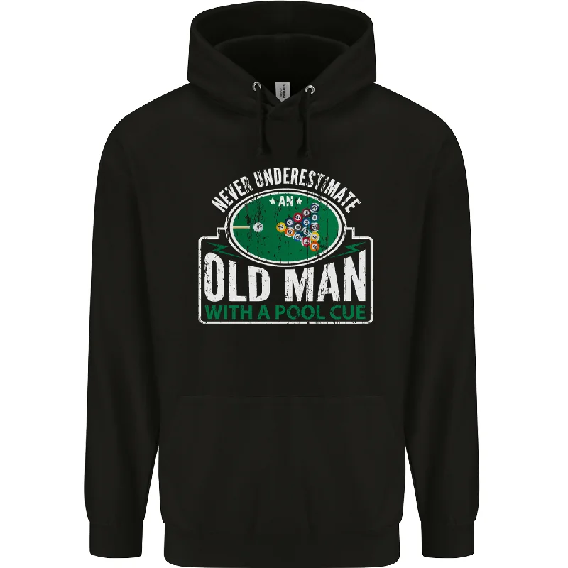 An Old Man With a Pool Cue Player Funny Mens 80% Cotton Hoodie