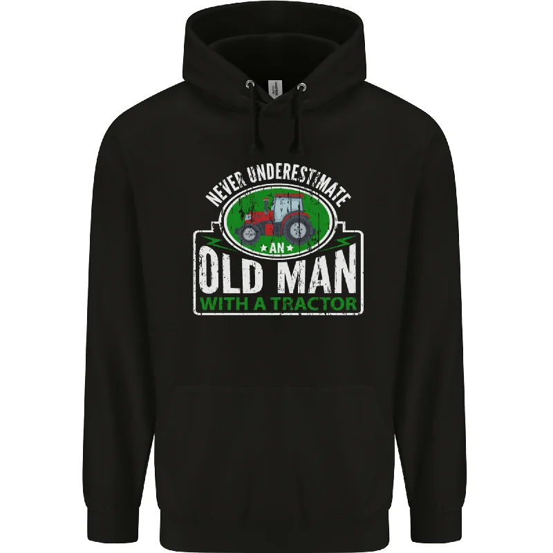 An Old Man With a Tractor Farmer Funny Mens 80% Cotton Hoodie