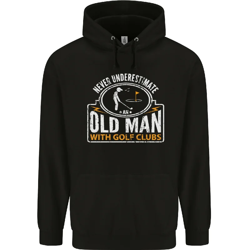 An Old Man With Golf Clubs Funny Golfing Mens 80% Cotton Hoodie