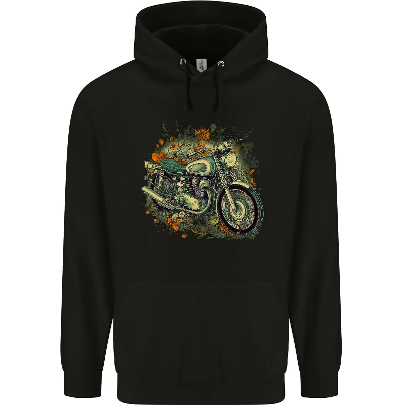 An Old Motorbike Retro Biker Motorcycle Mens 80% Cotton Hoodie