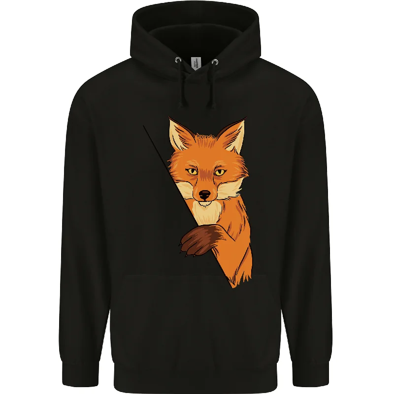 An Orange Fox Illustration Mens 80% Cotton Hoodie Hoodie with Half-Zip Sporty Casual An Orange Fox Illustration Mens 80% Cotton Hoodie Hoodie with Half-Zip Sporty Casual
