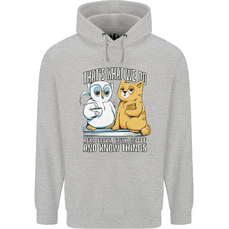 An Owl & Cat Book Reading Bibliophile Mens 80% Cotton Hoodie Hoodie with Tie-Dye Psychedelic Retro