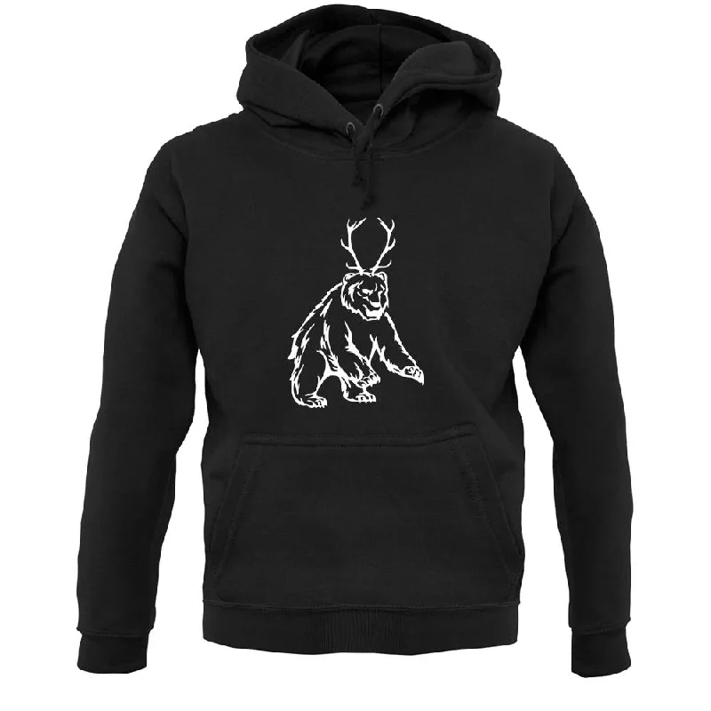 Bear Antlers (Beer) Unisex Hoodie Hoodie Jacket Zipper Layering