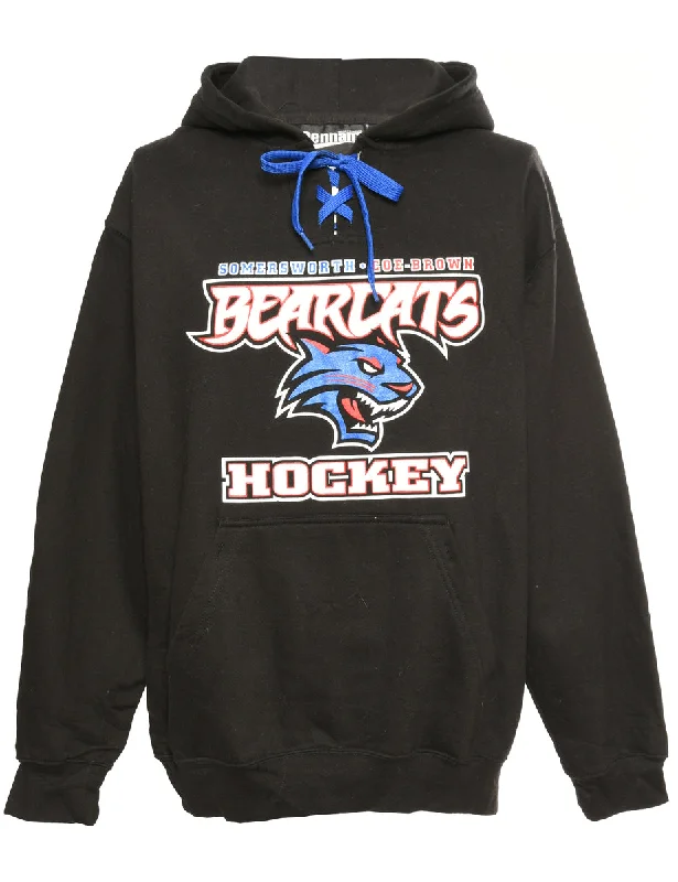 Bearcats Blue & Black Sports Sweatshirt - M Hoodie with Thumb Holes Functional Cozy