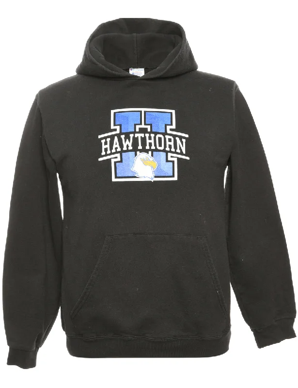 Black Champion Printed Hoodie - M Hoodie with Hidden Zipper Minimalist Clean