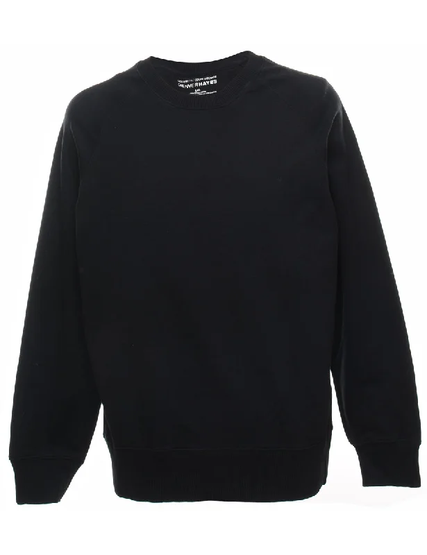 Black Plain Sweatshirt - L Hoodie with Monochrome Minimalist Simple