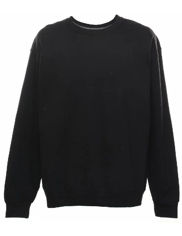 Black Plain Sweatshirt - L Hoodie with Emblem Brand Identity