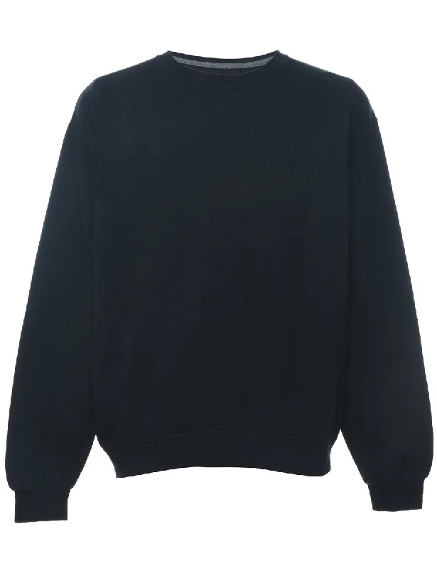 Black Plain Sweatshirt - L Hoodie Crop Top Short Trendy