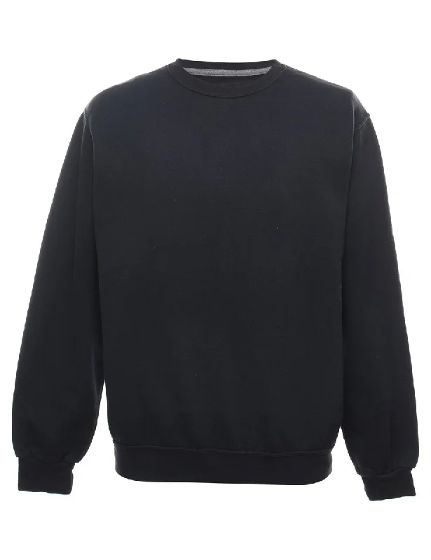 Black Plain Sweatshirt - M Hoodie with Belted Waist Structured Tailored