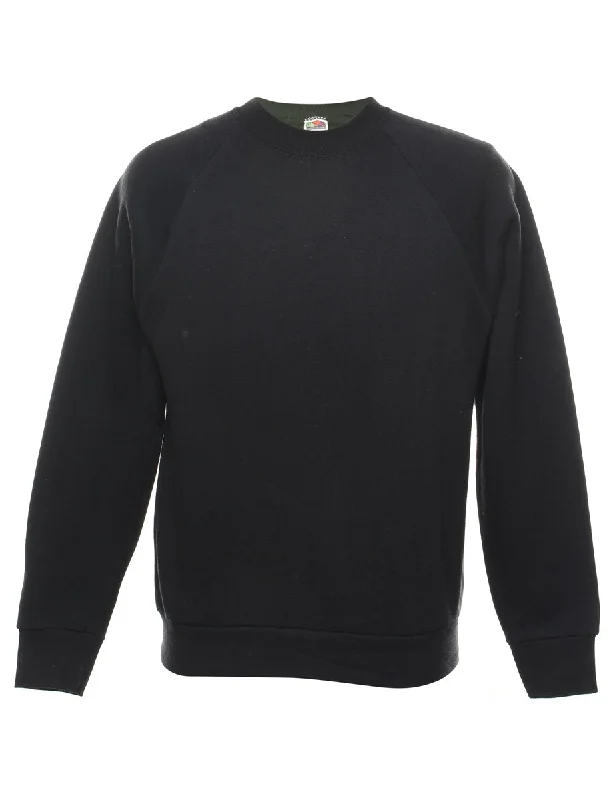 Black Plain Sweatshirt - M Hoodie with Monochrome Minimalist Simple
