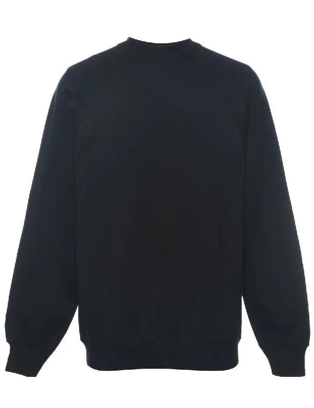 Black Plain Sweatshirt - S Hoodie with Toggle Buttons Decorative Unique