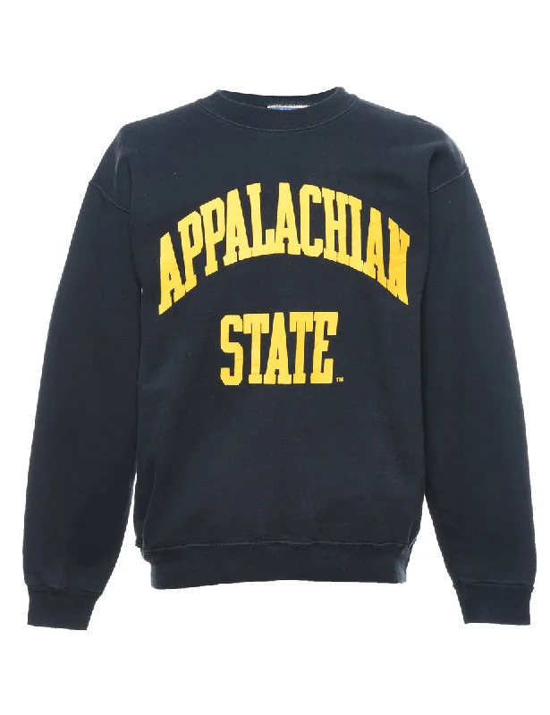 Black & Yellow Appalachian State Printed Sweatshirt - M Hoodie with Back Slit Movement Comfort Black & Yellow Appalachian State Printed Sweatshirt - M Hoodie with Back Slit Movement Comfort