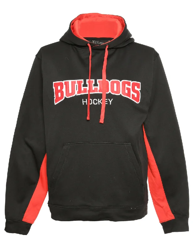 Bulldog Hooded Sports Sweatshirt - M Hoodie with Batwing Sleeves Loose Dramatic