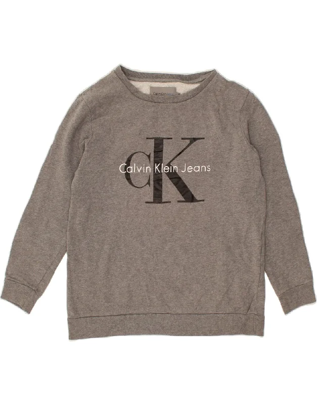 CALVIN KLEIN JEANS Mens Graphic Sweatshirt Jumper Small Grey Cotton Hoodie with Set-In Sleeves Structured Classic CALVIN KLEIN JEANS Mens Graphic Sweatshirt Jumper Small Grey Cotton Hoodie with Set-In Sleeves Structured Classic