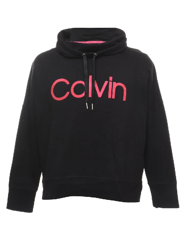 Calvin Klein Printed Sweatshirt - L Hoodie with Ribbed Cuffs Snug Fit Comfort