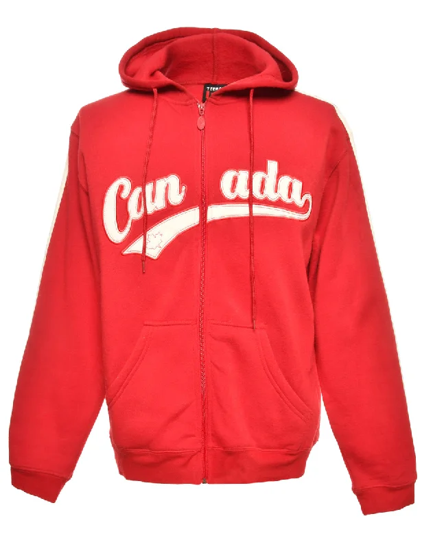 Canada Embroidered Sweatshirt - L Hoodie with Rolled Sleeves Casual Relaxed