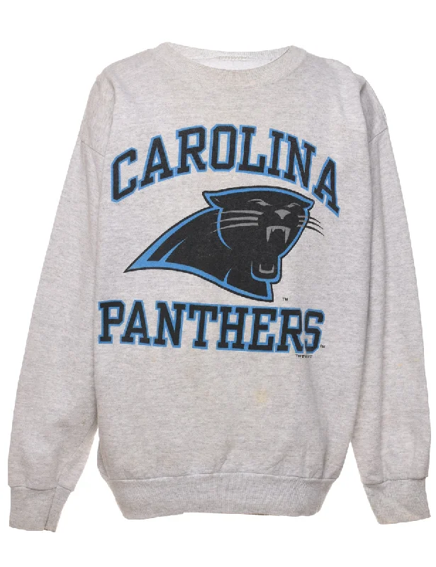 Carolina Panthers Grey, Navy & Black Printed Sweatshirt - L Hoodie with Full-Zip Functional Layering Carolina Panthers Grey, Navy & Black Printed Sweatshirt - L Hoodie with Full-Zip Functional Layering