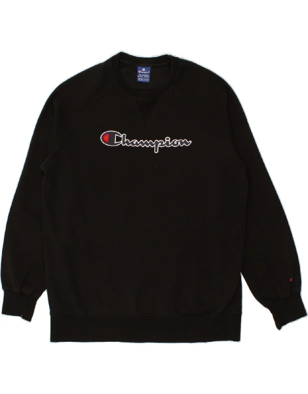 CHAMPION Boys Graphic Hoodie Jumper 15-16 Years 2XL Black Cotton Hoodie with Hem Patch Decorative Personalized CHAMPION Boys Graphic Hoodie Jumper 15-16 Years 2XL Black Cotton Hoodie with Hem Patch Decorative Personalized