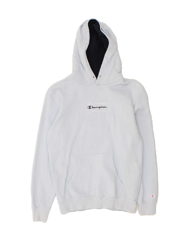 CHAMPION Mens Hoodie Jumper Small Blue Cotton Hoodie with Mesh Breathable Sporty