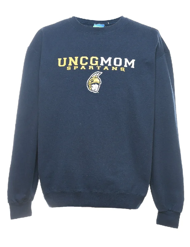 Champion Navy & Yellow Spartans Design Printed Sweatshirt - L Hoodie with Pattern Geometric Abstract