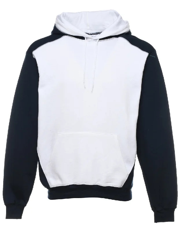 Champion Two-Tone Hooded Sweatshirt - M Hoodie with Hem Raw Edge Edgy Unfinished