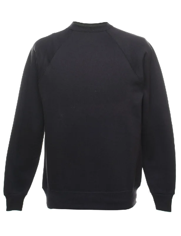 Classic Black Plain Sweatshirt - M Hoodie with Relaxed Fit Easy Casual