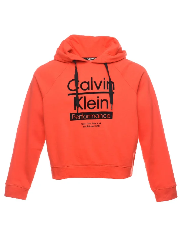 Cropped Calvin Klein Black & Red Printed Hoodie - M Hoodie with Side Slits Relaxed Casual Cropped Calvin Klein Black & Red Printed Hoodie - M Hoodie with Side Slits Relaxed Casual