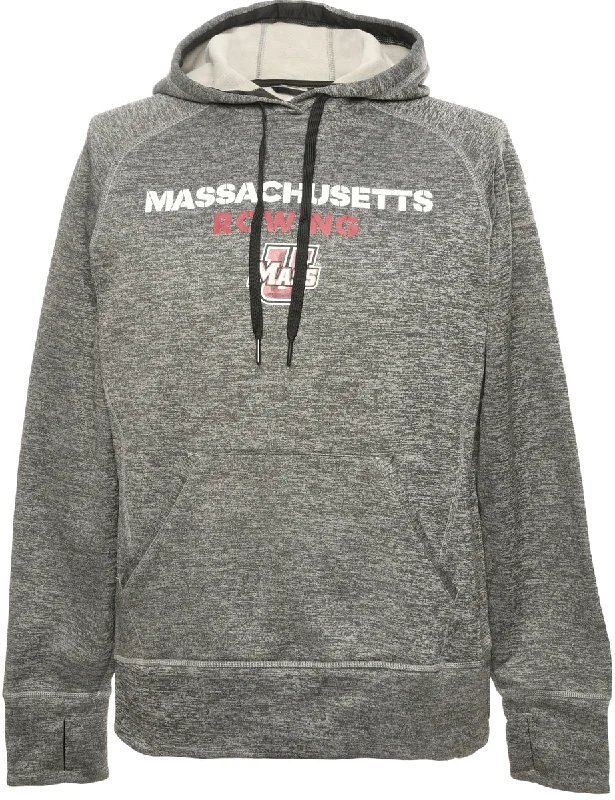Dark Grey Adidas Printed Hoodie - M Hoodie with Thumb Holes Functional Cozy