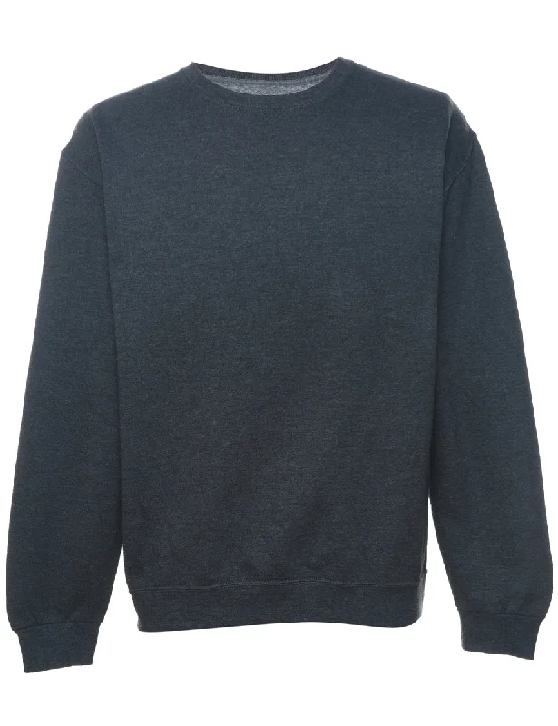 Dark Grey Plain Sweatshirt - M Hoodie with Pastel Soft Subtle