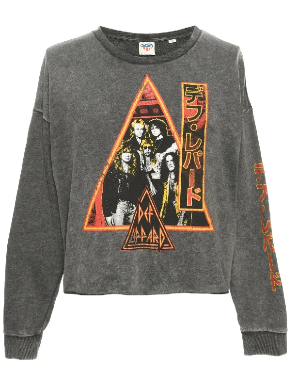 Def Lepard Printed Sweatshirt - M Hoodie with Drop Shoulder Relaxed Streetwear