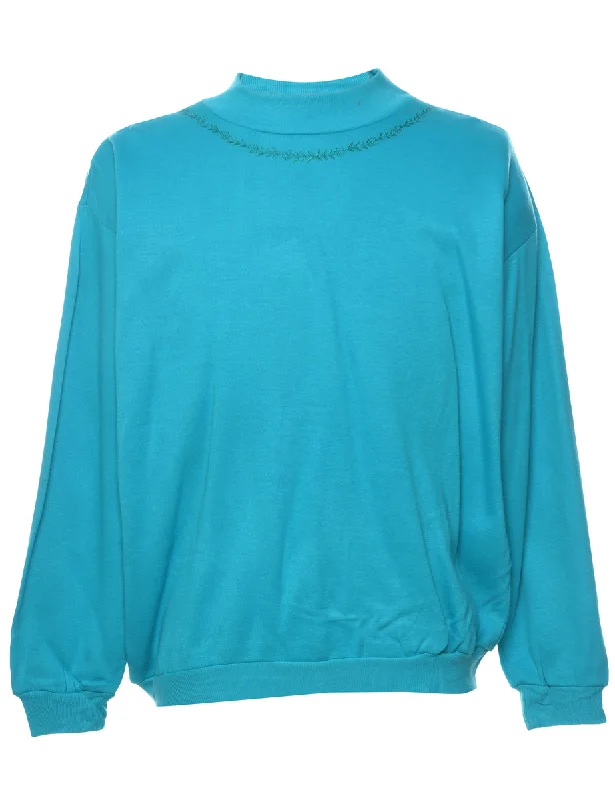 Embroidered Plain Sweatshirt - M Hoodie with Ribbed Cuffs Snug Fit Comfort