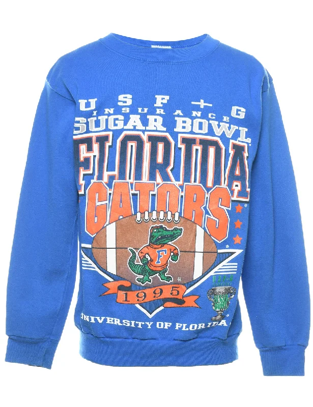 Florida Gators Blue & Orange Printed Sweatshirt - M Hoodie with Set-In Sleeves Structured Classic Florida Gators Blue & Orange Printed Sweatshirt - M Hoodie with Set-In Sleeves Structured Classic