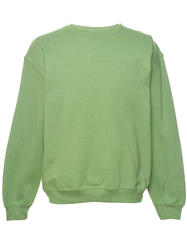 Green Plain Sweatshirt - M Hoodie with Bell Sleeves Flared Feminine