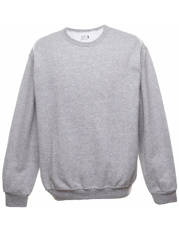 Grey Plain Sweatshirt - L Hoodie with Strings Custom Fit Adjustable