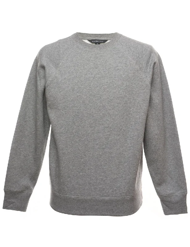 Grey Plain Sweatshirt - S Hoodie with Zipper Placket Modern Functional