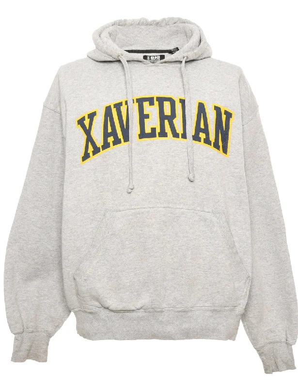 Grey Printed Hoodie - L Hoodie with Hood Adjustable Protection