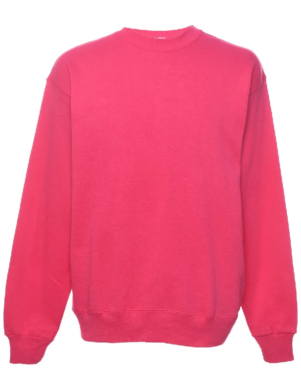 Hot Pink Plain Sweatshirt - L Hoodie with Toggle Buttons Decorative Unique