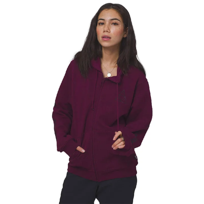 Huf - All Means Triple Triangle Womens Zip Hoodie Bloodstone Hoodie with Fur Luxurious Winter Huf - All Means Triple Triangle Womens Zip Hoodie Bloodstone Hoodie with Fur Luxurious Winter
