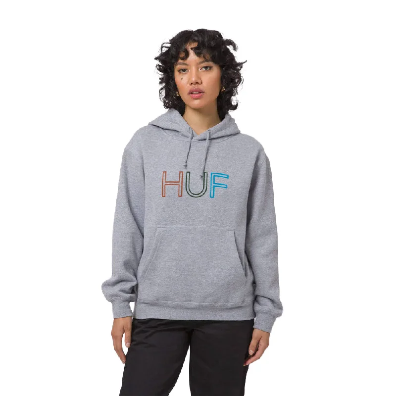 Huf - Huf HD Logo Womens Hoodie Grey Heather Hoodie with Sequins Glamorous Eye-catching Huf - Huf HD Logo Womens Hoodie Grey Heather Hoodie with Sequins Glamorous Eye-catching