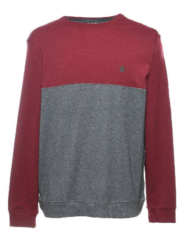 Izod Grey & Maroon Plain Sweatshirt - M Hoodie with Rhinestones Sparkly Elegant