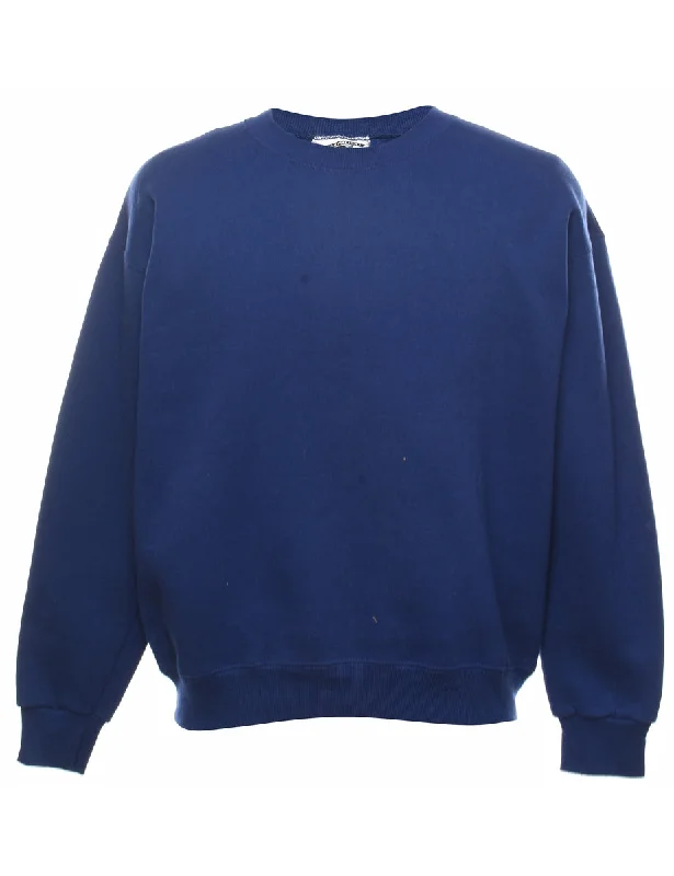 Lee Plain Navy Sweatshirt - L Hoodie with Elastic Cuffs Stretchable Comfortable