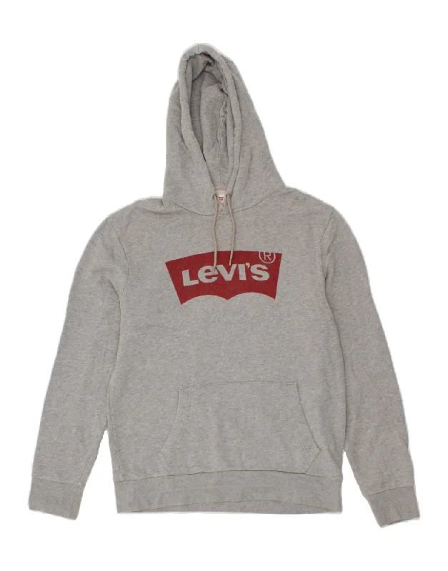 LEVI'S Mens Graphic Hoodie Jumper Medium Green Cotton