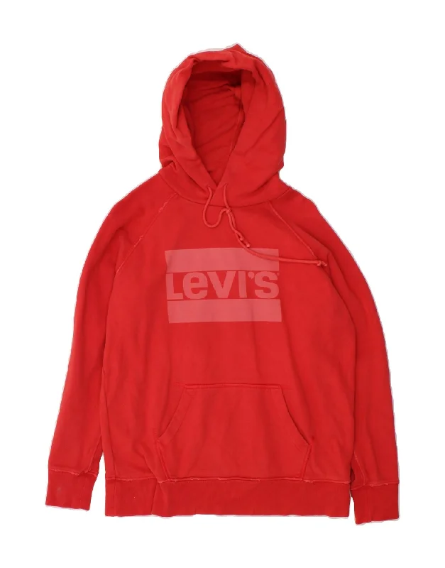 LEVI'S Mens Graphic Hoodie Jumper Small Red Cotton