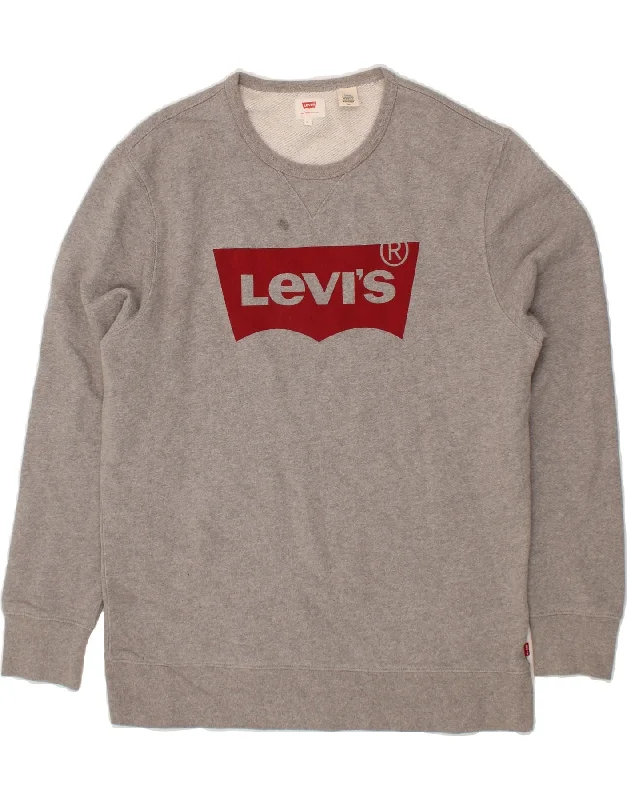 LEVI'S Mens Graphic Sweatshirt Jumper Large Grey Cotton