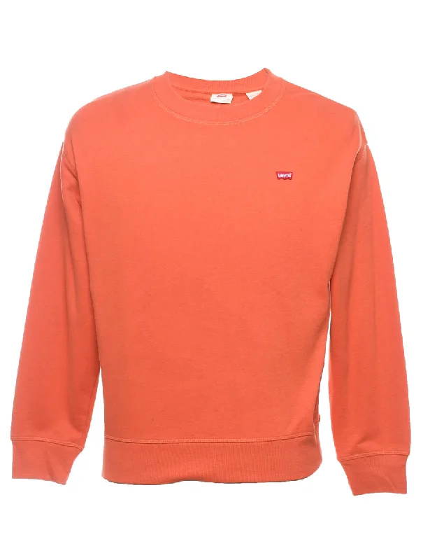Levi's Orange Plain Sweatshirt - S Hoodie with Color Block Contrast Stylish