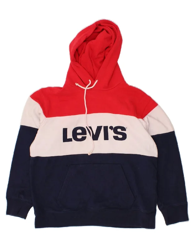 LEVI'S Womens Graphic Hoodie Jumper UK 16 Large Multicoloured Colourblock