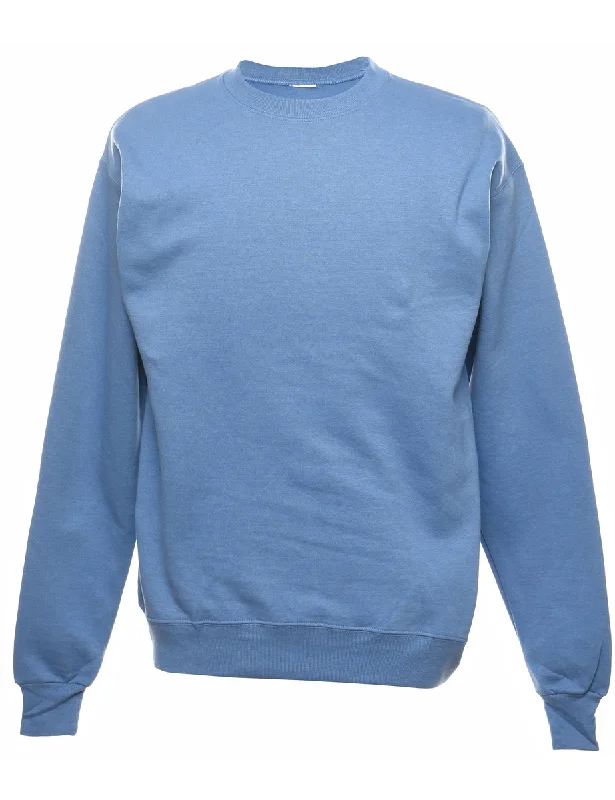 Light Blue Plain Sweatshirt - XL Hoodie with High Neck Warm Protective